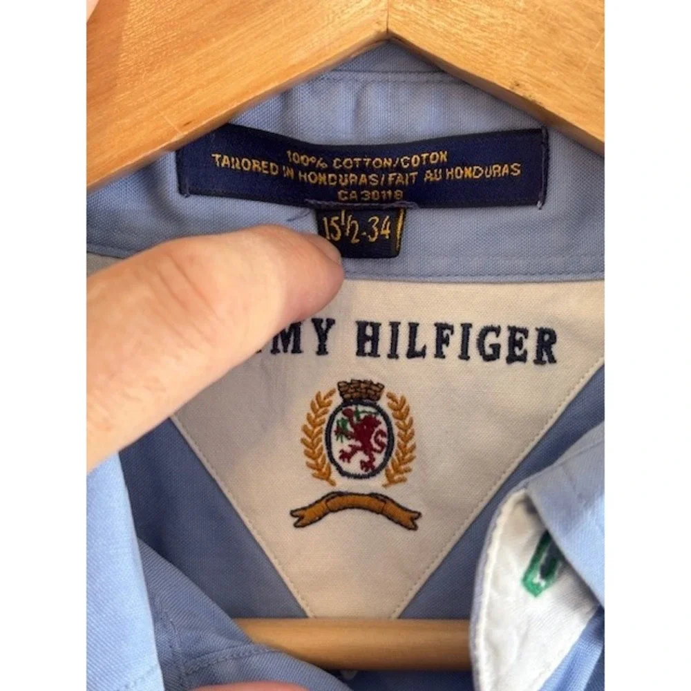 Tommy Hilfiger Button Down Blue Oxford Shirt Men's‎ Size 15.5-34 Long Sleeve